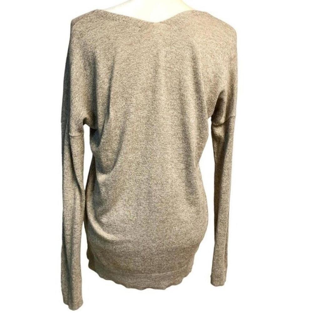 Express Wool Blend Brown V Neck Long Sleeve Stretchy Knit Sweater Women's Small - Picture 3 of 6